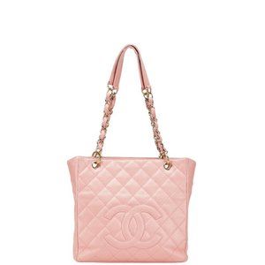 CHANEL Matelasse Coco Mark PST Chain Tote Bag A50994 Pink Caviar Skin Women's